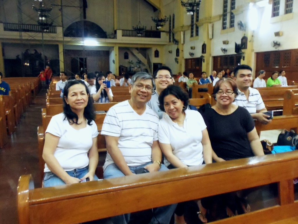 The family gathered for the mass.